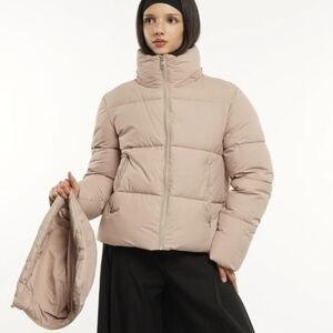 PUFFIT Puffer Jacket Coat Winter Jacket Removable Hood OAT NEW Medium Neutral